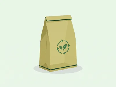 Bolsa compostable sin asas apilada