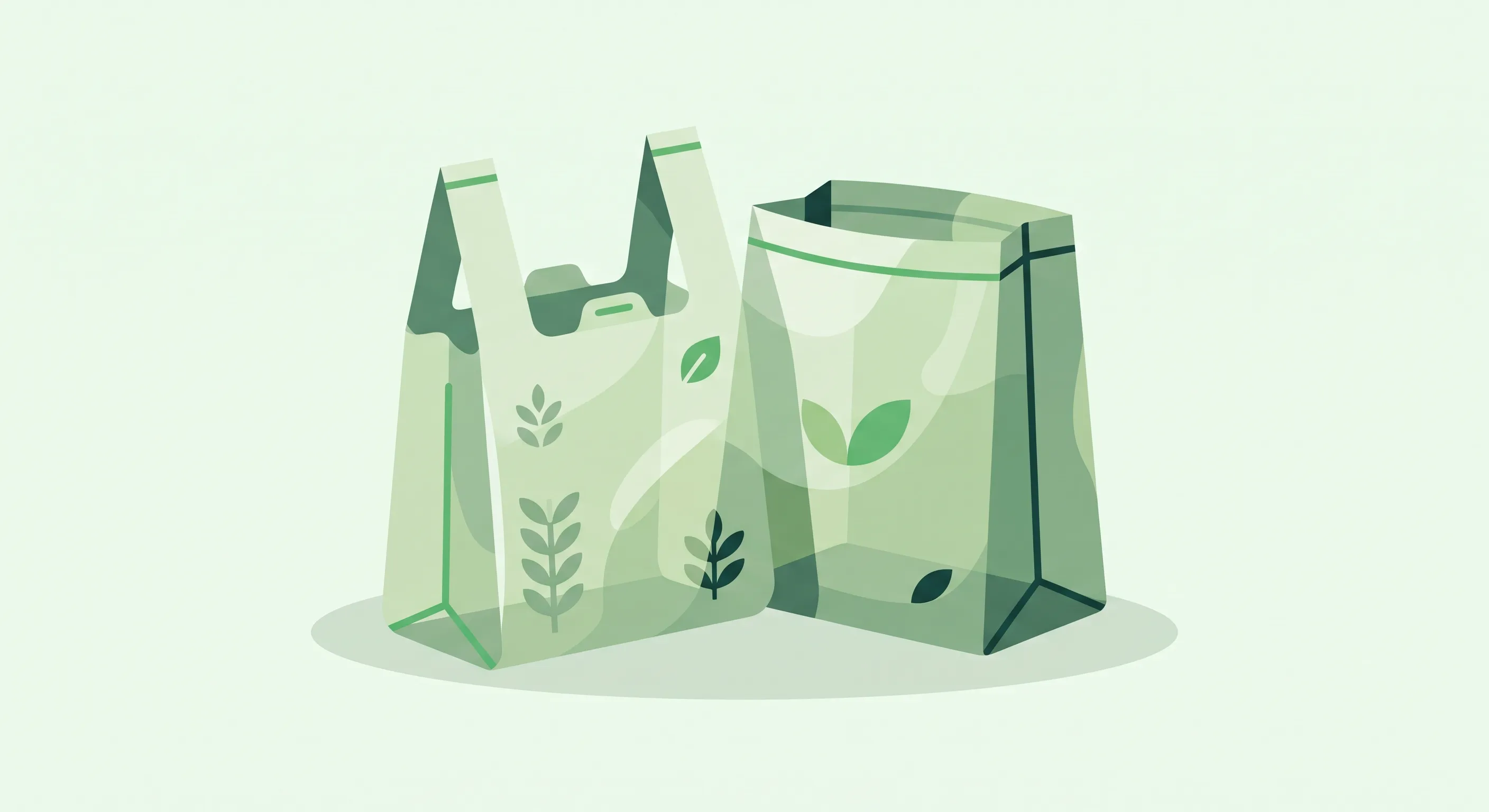 Bolsas compostables verdes apiladas