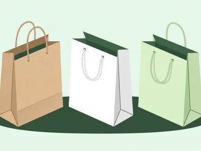 Surtido de bolsas de papel de distintos tamaños y colores