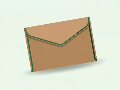 Sobre de papel kraft con detalle en verde