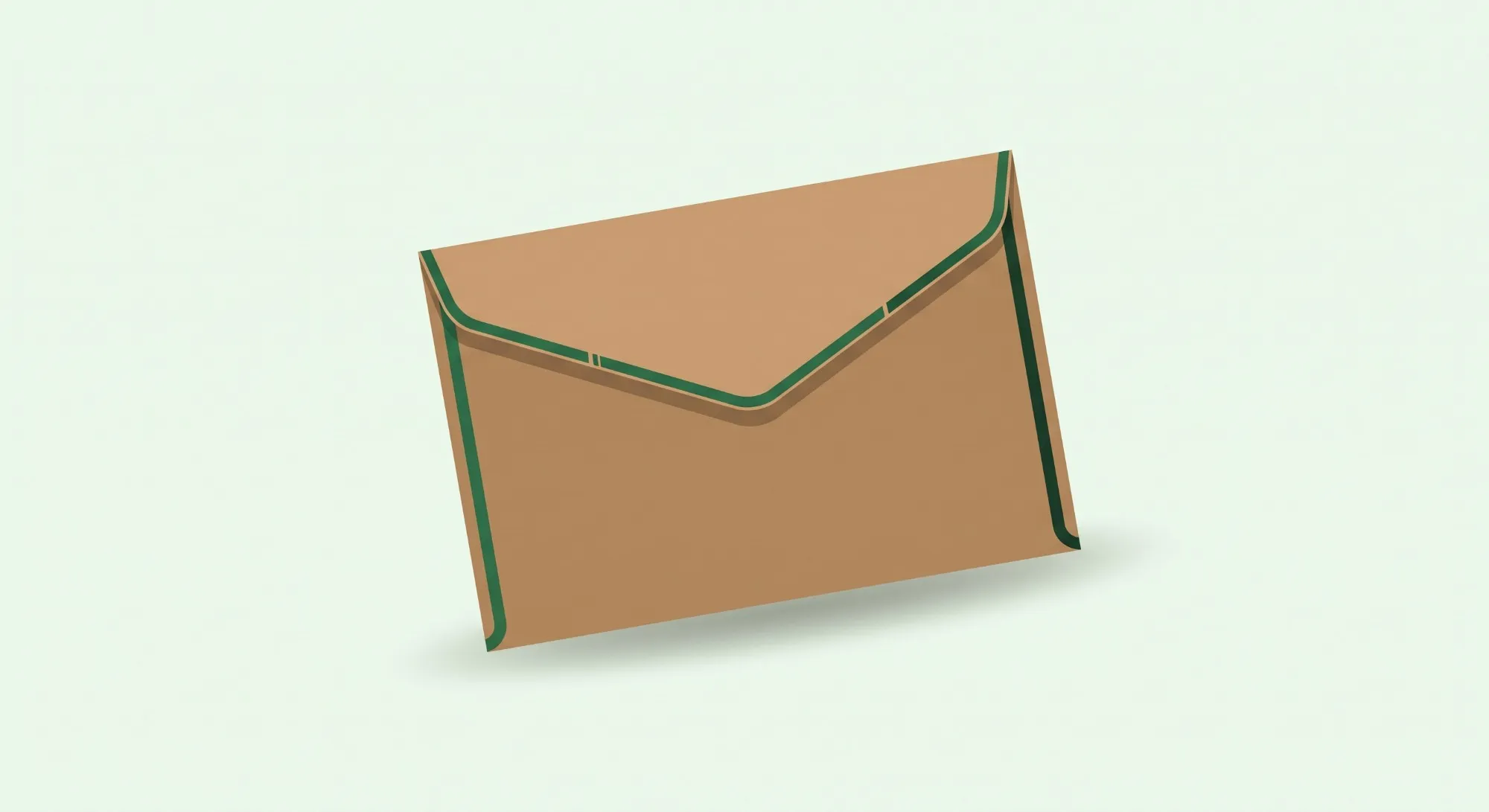 Sobre de papel kraft con detalle en verde